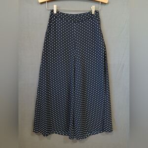 Forever 21 Pants Womens Extra Small Navy Blue Polka Dot Wide Leg
